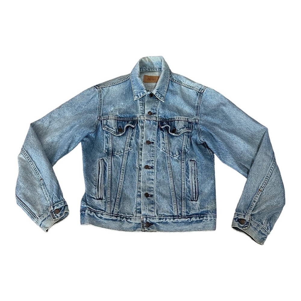 Vintage Levis Jean Jacket Men 38 Blue Distressed Grunge Trucker Chore USA READ